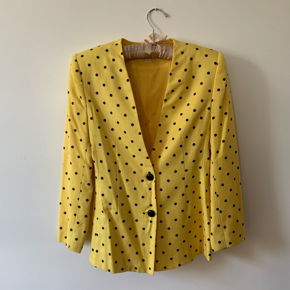 Vintage Braemar Jeremy Scott yellow polka dot blazer